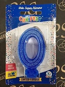 VELA SUPER NUMERO SIMPLES AZUL N: 0 CURIFEST