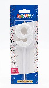 VELA SUPER NUMERO SIMPLES BRANCO Nº 9 CURIFEST