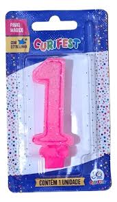 VELA SUPER NUMERO SIMPLES ROSA Nº 1 CURIFEST
