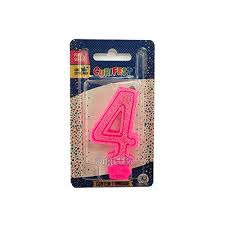 VELA SUPER NUMERO SIMPLES ROSA Nº 4 CURIFEST