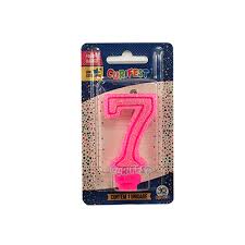 VELA SUPER NUMERO SIMPLES ROSA Nº 7 CURIFEST