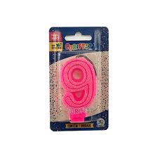 VELA SUPER NUMERO SIMPLES ROSA Nº 9 CURIFEST