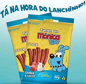 Petisco Turma da Mônica Pets Stick para Cães Filhotes Sabor Carne e Leite 50 g