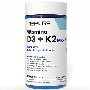 Vitamina D3 + K2 MK-7 - 120 Cápsulas