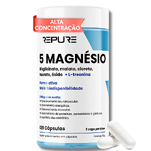 5 Magnésios Complex + L-Treonina - 120 Cápsulas