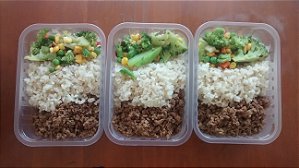 Proteina de Soja, Arroz integral, feijão e legumes