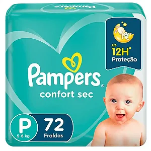 Fralda Pampers Confort Sec Super Bag P com 72