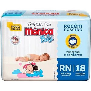 Fralda Turma da Mônica Baby RN com 18