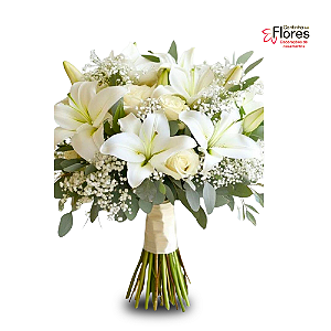 Buquê para Noivas em Lírios Brancos Naturais