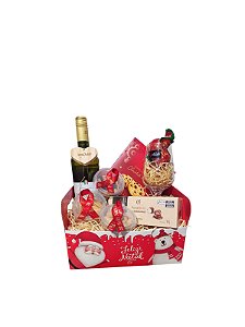 Cesta de Natal Completa com Vinho e Chocolates