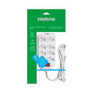 Protetor Eletrônico Intelbras 8 Tomadas Epe1008+ Branco 1,5M