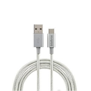 Cabo Usb-A - Usb-C 1,5m em Nylon Branco EUAC 15NB Intelbras