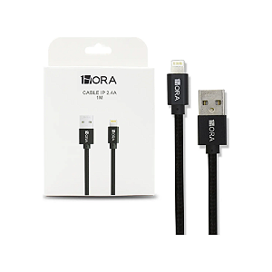 Cabo Usb-A - Lightning 1m 2.4A Trançado Preto CAB250 1HORA