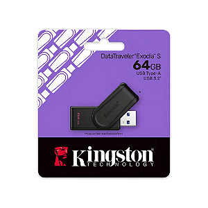 Pendrive DataTraveler Exodia S 64gb 3.2 Preto Kingston