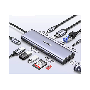 Hub Adaptador 10x1 HDMI+VGA Plug/Play 4k30Hz 15601 Ugreen
