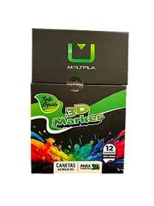 Caneta Acrílica Preta e Branca 3D Marker Multfila - 12 unidades