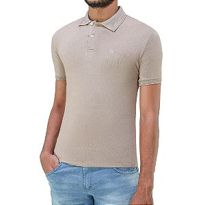 Camisa Gola Polo Ogochi Casual Slim Masculina Marrom