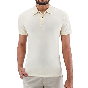 Camisa Gola Polo Ogochi Casual Slim Masculina Marfim