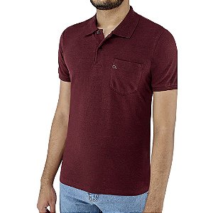 Camiseta Gola Polo Ogochi Slim com Bolso - Bordô