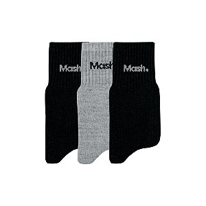 Kit 3 Pares de Meia Mash Cano Curto Casual Cores Escuras