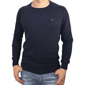 Suéter de Tricot Slim Ogochi Masculino Azul Marinho