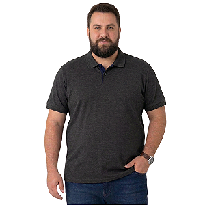 Gola Polo Ogochi Plus Size Casual Masculina Piquet Preto
