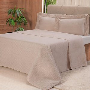 Kit Colcha Bordado Inglês Casal Oxford com 2 fronhas