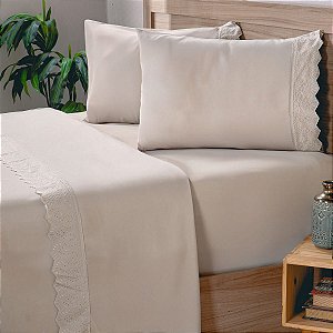 Jogo de Cama Broderie Microfibra Casal 4 Peças Fendi