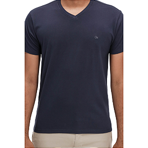 Camiseta Ogochi Decote V Essencial Slim Azul Marinho