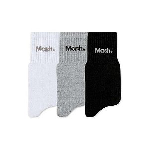 Kit 3 Pares de Meia Mash Cano Longo Casual Algodão Sortida