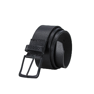 Cinto de Couro Liso Preto Ogochi Ponteira Angular