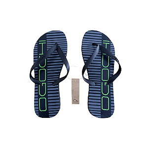 Chinelo Ogochi Casual Básico Listrado Sintético Preto