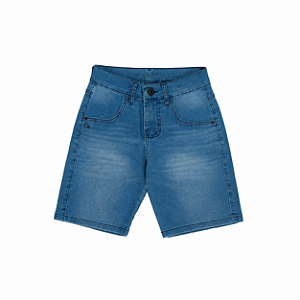 Bermuda Jeans Ogochi Infantil Azul Tradicional com Elastano