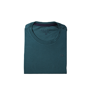 Camiseta Ogochi Infantil Juvenil Slim Lisa Verde Petróleo