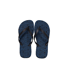 Chinelo Ogochi Casual Básico Listrado Sintético Azul e Preto