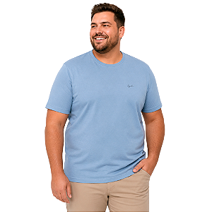 Camiseta Ogochi Plus Size Azul Céu Algodão Masculina