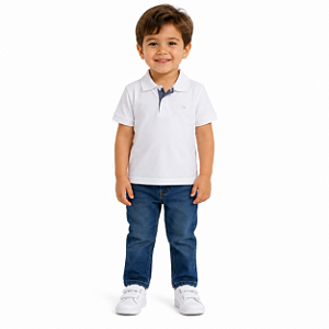 Camisa Gola Polo Ogochi Infantil Juvenil Slim Branca