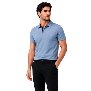 Camisa Gola Polo Ogochi Masculina Casual Azul Claro Mescla