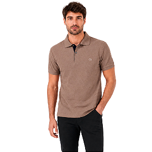 Camisa Gola Polo Ogochi Masculina Casual Marrom Acinzentado