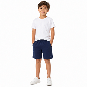 Bermuda Boxer Ogochi Infantil Juvenil Lisa Bolso Faca Azul