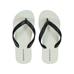Chinelo Sandália Ogochi Infantil Juvenil Branco e Tira Preta