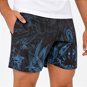 Bermuda Ogochi Boxer Masculina Estampada Preto com Azul