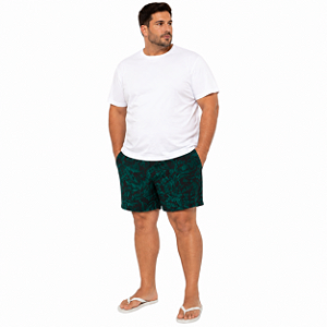 Bermuda Boxer Ogochi Plus Size Estampada Verde e Preto