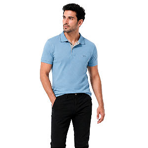 Camisa Gola Polo Ogochi Casual Piquet Azul com Elastano