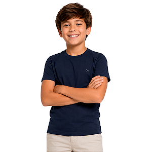 Camiseta Ogochi Infantil Juvenil Slim Lisa Azul Marinho
