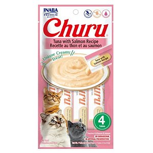 Churu Petisco Para Gato Pacote com 4(tubes) 56g Inaba Sabor Atum com Salmão
