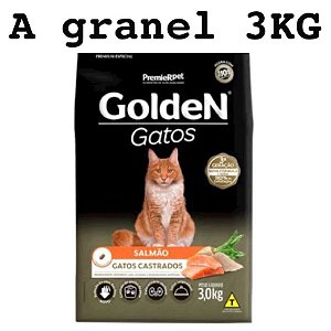 Ração Golden Gatos Castrado Sabor Salmão 3Kg Premium Especial A granel
