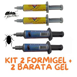Kit 2 Formigel Mata Formiga 10g e 2 Baratagel Mata Barata 10g