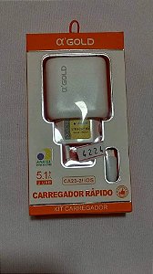 Carregador Rápido 5.1A 2 USB Alpha Gold