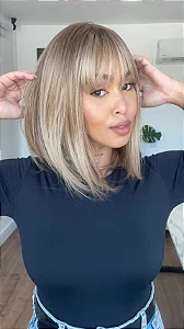 Wig Layra Loira - Cabelo Liso em Fibra Sintética